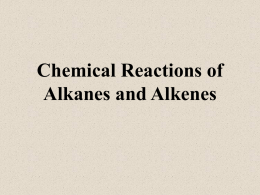 Chemical Reactions of Alkanes and Alkenes Structure cyclohexane cyclohexene CH2 CH2 H2C  CH2 CH2 HC  H2C  HC  CH2  CH2  CH2  CH2 H  H  H  H H  C  H  H H  C  H  C  C  H  C  C  H  H  C  C  H  C  C  H  C  H H  H H  H  C H  H H Solubility H2SO4 & H2O Br2 before after KMnO4 before after  Cyclohexane insoluble No reaction Orange Orange Purple Purple  Cyclohexene insoluble Cloudy, warm Orange Colourless Purple Brown.