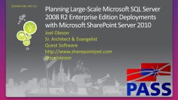 ~10 Years SharePoint Veteran SharePoint Product Architect, Evangelist & Strategy @ Quest  Twitter: @joeloleson Email: joel.oleson@quest.com.