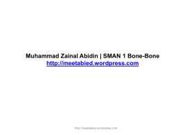 Muhammad Zainal Abidin | SMAN 1 Bone-Bone http://meetabied.wordpress.com  http://meetabied.wordpress.com JENIS-JENIS AKAR PERSAMAAN KUADRAT Diskrimina dan Jenis-jenis Persamaan Kuadrat Diskriminan (D) adalah:  D  b 2
