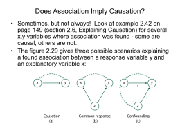 Does Association Imply Causation? • Sometimes, but not always! Look at example 2.42 on page 149 (section 2.6, Explaining Causation) for several x,y.
