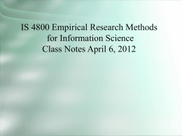 IS 4800 Empirical Research Methods for Information Science Class Notes April 6, 2012