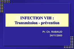 INFECTION VIH : Transmission - prévention Pr. Ch. RABAUD 24/11/2005 Transmission VIH   SEXE    SANG    MERE ENFANT.