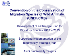 Convention on the Conservation of Migratory Species of Wild Animals (UNEP/CMS) Development of a Strategic Plan for Migratory Species 2015 – 2023 Supporting implementation of.