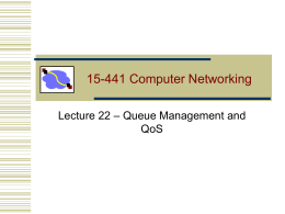 15-441 Computer Networking Lecture 22 – Queue Management and QoS Congestion Control Review • What is congestion control? • What is the principle of.