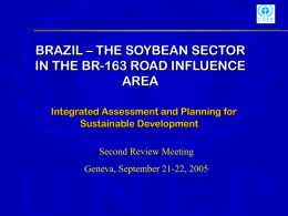 BRAZIL – THE SOYBEAN SECTOR IN THE BR-163 ROAD INFLUENCE AREA Integrated Assessment and Planning for Sustainable Development Second Review Meeting Geneva, September 21-22, 2005
