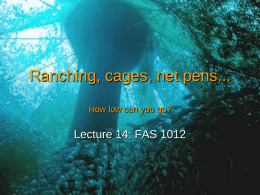 Ranching, cages, net pens... How low can you go?  Lecture 14: FAS 1012