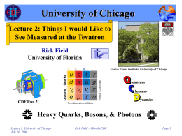 University of Chicago Lecture 2: Things I would Like to See Measured at the Tevatron Rick Field University of Florida Enrico Fermi Institute, University of.