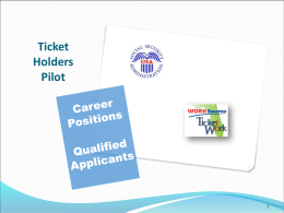 Ticket Holders Pilot SSA Hiring Initiative • Appointment of Individuals with Disabilities – “Schedule A”  – The Rehabilitation Act of 1972 requires Federal agencies  to implement.