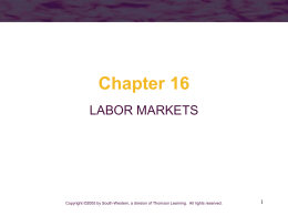 Chapter 16 LABOR MARKETS  Copyright ©2005 by South-Western, a division of Thomson Learning.