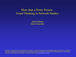 More than a Pretty Picture: Visual Thinking in Network Studies James Moody Duke University  This work is supported by NIH grants DA12831 and HD41877.