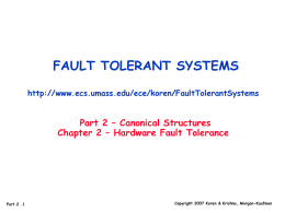FAULT TOLERANT SYSTEMS http://www.ecs.umass.edu/ece/koren/FaultTolerantSystems  Part 2 – Canonical Structures Chapter 2 – Hardware Fault Tolerance  Part.2 .1  Copyright 2007 Koren & Krishna, Morgan-Kaufman.