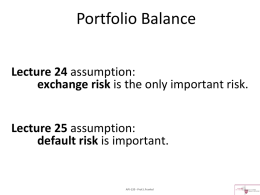 Portfolio Balance Lecture 24 assumption: exchange risk is the only important risk. Lecture 25 assumption: default risk is important.  API-120 - Prof.J.Frankel.