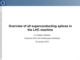 Chamonix 2010 LHC Performance Workshop 25 January 2010. N. Catalan Lasheras  Overview of all superconducting splices in the LHC machine N.