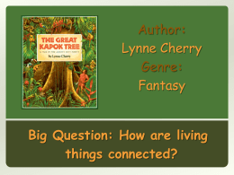 Author: Lynne Cherry Genre: Fantasy Big Question: How are living things connected? Small Group Timer Review Games Story Sort  Vocabulary Words: Arcade Games Study Stack  Spelling City: Vocabulary Spelling City: Spelling Words.