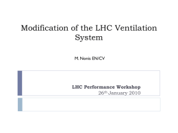 Modification of the LHC Ventilation System M. Nonis EN/CV  LHC Performance Workshop 26th January 2010