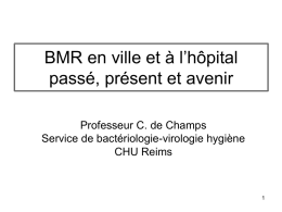 BMR en ville et à l’hôpital passé, présent et avenir Professeur C.