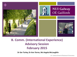 +  B. Comm. (International Experience) Advisory Session February 2015 Dr Ger Turley, Dr Ann Torres, Ms Angela McLaughlin J.E.