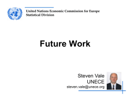 United Nations Economic Commission for Europe Statistical Division  Future Work  Steven Vale UNECE steven.vale@unece.org Contents   Context The “data deluge” • Competition •     The HLG-BAS: Vision and strategy Future work in data.