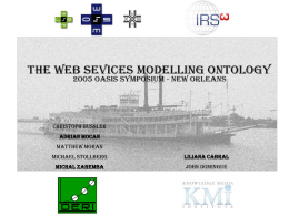 Christoph Bussler Adrian Mocan Matthew Moran Michael Stollberg  Liliana Cabral  Michal Zaremba  John Domingue Table of Contents  1:30 – 3:00 3:00 - 3:30  Semantic Web Services Web Services Modelling Ontology Coffee.