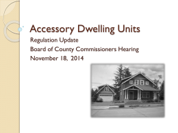 Accessory Dwelling Units Regulation Update Board of County Commissioners Hearing November 18, 2014