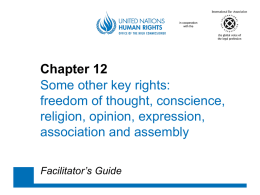 in cooperation with the  Chapter 12 Some other key rights: freedom of thought, conscience, religion, opinion, expression, association and assembly Facilitator’s Guide.