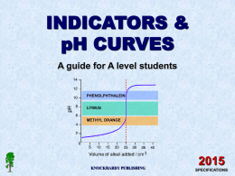 INDICATORS & pH CURVES A guide for A level students  PHENOLPHTHALEIN LITMUS METHYL ORANGE  KNOCKHARDY PUBLISHING SPECIFICATIONS.