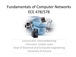 Fundamentals of Computer Networks ECE 478/578  Lecture #14: InternetWorking Instructor: Loukas Lazos Dept of Electrical and Computer Engineering University of Arizona.