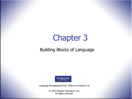 Chapter 3 Building Blocks of Language  Language Development from Theory to Practice, 2e © 2012 Pearson Education, Inc. All rights reserved.