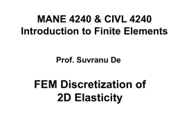 MANE 4240 & CIVL 4240 Introduction to Finite Elements Prof. Suvranu De  FEM Discretization of 2D Elasticity.