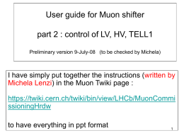 User guide for Muon shifter part 2 : control of LV, HV, TELL1 Preliminary version 9-July-08 (to be checked by Michela)  I have.
