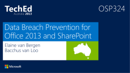 Elaine van Bergen Bacchus van Loo @laneyvb  Elaine.vanbergen@obs.com.au Regulatory Landscape Considerations  How SharePoint permissions work What about Office 365 ? Permissions and Policies Methodology.
