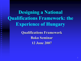 Designing a National Qualifications Framework: the Experience of Hungary Qualifications Framework Baku Seminar 12 June 2007