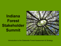 Indiana Forest Stakeholder Summit Introduction to the Statewide Forest Assessment & Strategy Summit Agenda • Agenda handout with survey summary and issues list on the back •