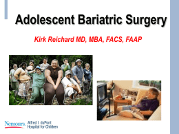 Adolescent Bariatric Surgery Kirk Reichard MD, MBA, FACS, FAAP CDC Obesity Trends  No Data    10%–14%  15%–19%  20%–24%  25%–29%  ≥30%
