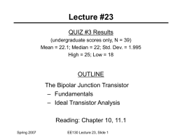 Lecture #23 QUIZ #3 Results (undergraduate scores only, N = 39) Mean = 22.1; Median = 22; Std.
