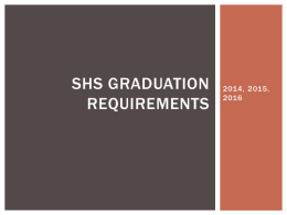 SHS GRADUATION REQUIREMENTS  2014, 2015, STATE TESTING REQS Reading  Writing  Math  Science  Yes  Yes  Yes  No  Yes  Yes  Yes  Yes  Yes  Yes  Yes  Yes ENGLISH Credits for SHS*  Credits for College  3.5  4.0  3.5  4.0  3.5  4.0  * For graduation, students do not have to necessarily have freshman,