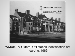 WMUB-TV Oxford, OH station identification art card, c. 1969. "Studio 14" student production staff.