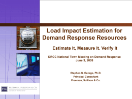 Load Impact Estimation for Demand Response Resources Estimate It, Measure It. Verify It DRCC National Town Meeting on Demand Response June 3, 2008  Stephen S.