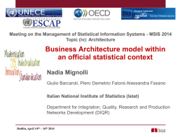 Meeting on the Management of Statistical Information Systems - MSIS 2014 Topic (iv): Architecture  Business Architecture model within an official statistical context Nadia Mignolli Giulio.