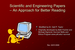 Scientific and Engineering Papers – An Approach for Better Reading  Modified by Dr.