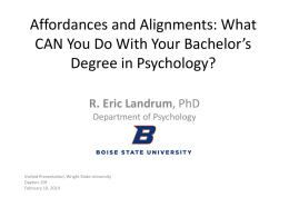 Affordances and Alignments: What CAN You Do With Your Bachelor’s Degree in Psychology? R.