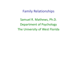 Family Relationships Samuel R. Mathews, Ph.D. Department of Psychology The University of West Florida.
