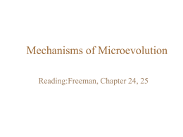 Mechanisms of Microevolution Reading:Freeman, Chapter 24, 25 Microevolution vs. Macroevolution  The term “microevolution” applies to evolutionary change within a lineage – It.
