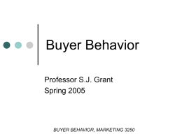 Buyer Behavior Professor S.J. Grant Spring 2005  BUYER BEHAVIOR, MARKETING 3250 Outline Introduction  Goals of the course  Requirements  Grading  Honor code  My obligations  About.
