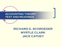 ACCOUNTING THEORY: TEXT AND READINGS  RICHARD G. SCHROEDER MYRTLE CLARK JACK CATHEY CHAPTER 1  THE DEVELOPMENT OF ACCOUNTING THEORY.