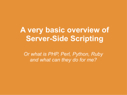 A very basic overview of Server-Side Scripting Or what is PHP, Perl, Python, Ruby and what can they do for me?