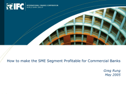 How to make the SME Segment Profitable for Commercial Banks Greg Rung May 2005