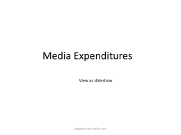 Media Expenditures View as slideshow  Adapted from AdPrin.com Estimating the impact of advertising for a typical product in a typical market  Please answer the.