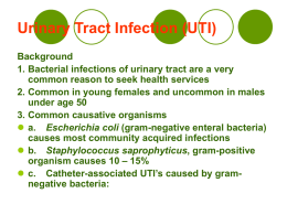 Urinary Tract Infection (UTI) Background 1. Bacterial infections of urinary tract are a very common reason to seek health services 2.