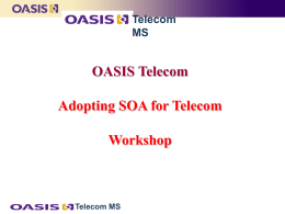Telecom MS  OASIS Telecom Adopting SOA for Telecom  Workshop  Telecom MS Telecom MS  OASIS Telecom Member Section (OASIS Telecom)  Abbie Barbir, Ph.D. Co-chair OASIS Telecom MS abbieb@nortel.com Nortel Senior Advisor Communication.
